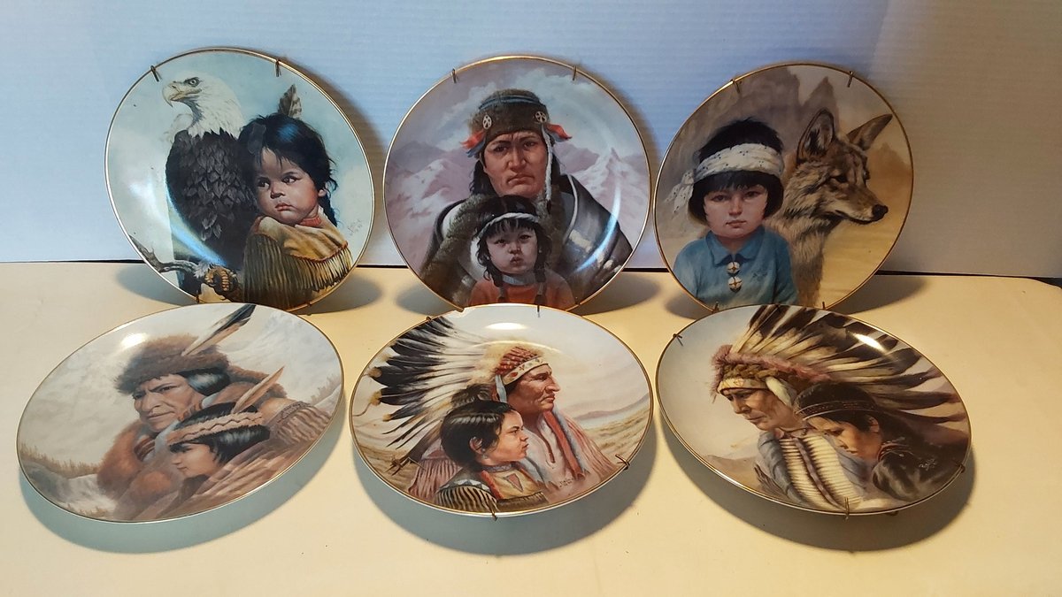 (6) Porcelain Native American Themed Plates w/Hangers