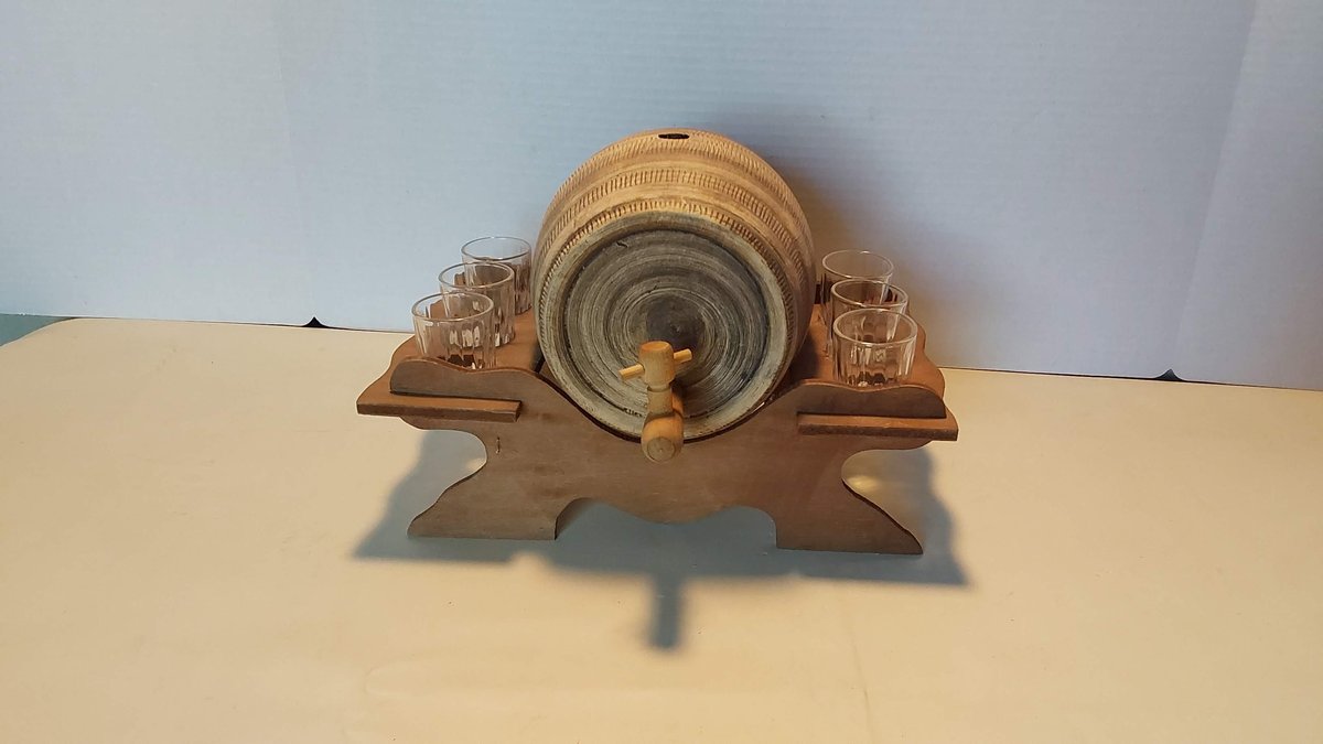 Vintage Ceramic Barrel Liquor Dispenser(16 1/4" T)