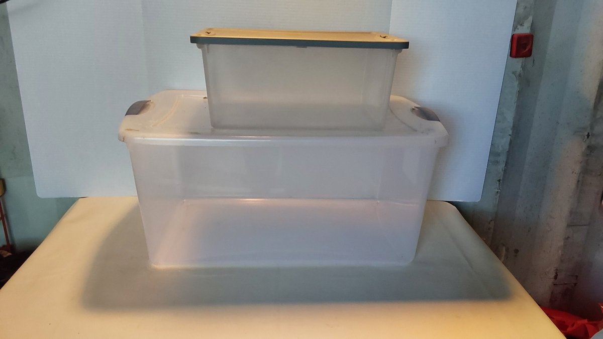 (2) Clear Totes (Note Size in Pictures)