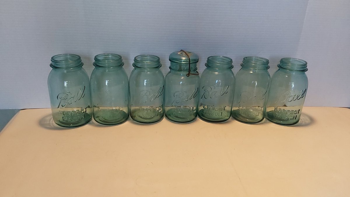 (7) Blue Quart Ball Jars