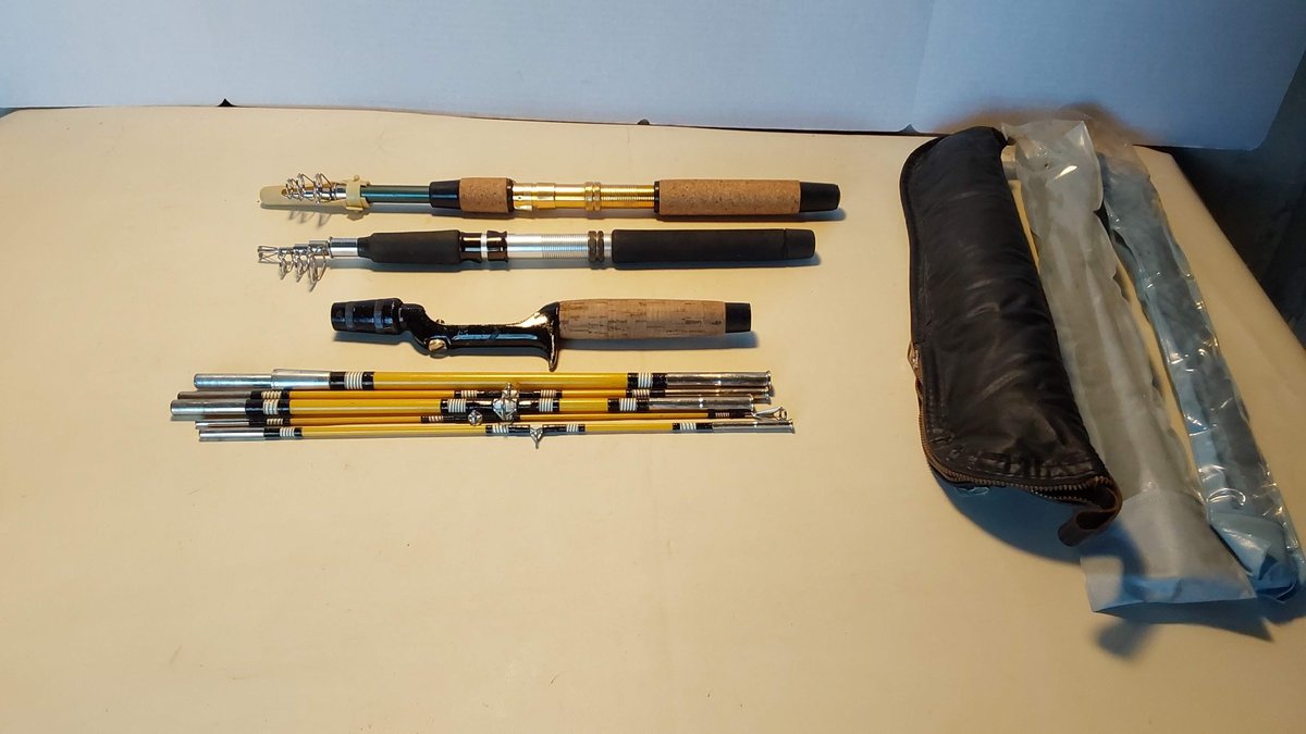 (2) Vintage Telescopic Fishing Rods; (1) Multi pc. Rod w/Case