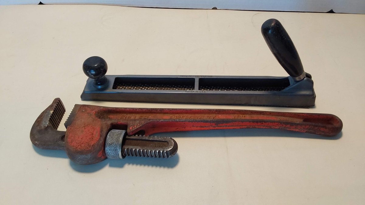 18" Pipe Wrench & Stanley Surform