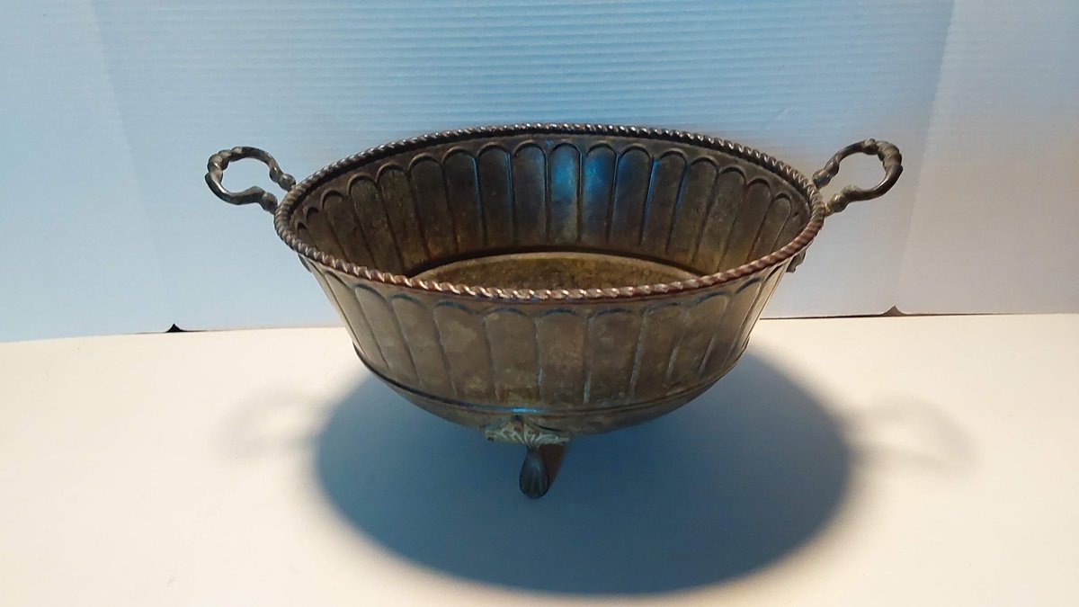 Footed Brass Centerpiece Bowl w/Metal Ring