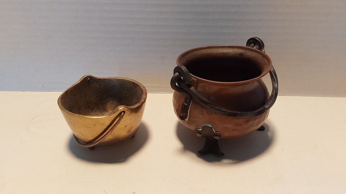 Small Brass & Copper Miniature Cauldron