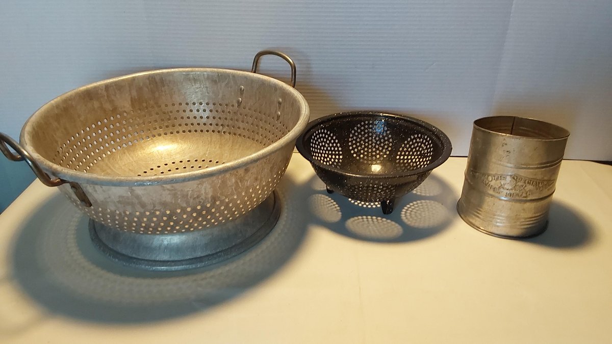 Vintage Flour Sifter; 2 Strainers