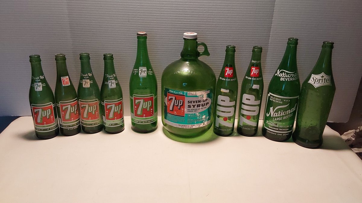 Vintage 7-Up Bottles(Red Label 1950-1960) Sprite; National Beverage