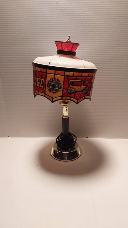 Vintage Dodge Brother's Lamp(Faux Stained Glass)