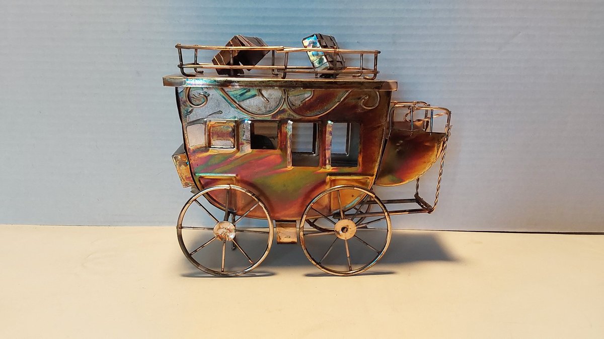 Vintage Metal Stagecoach Music Box