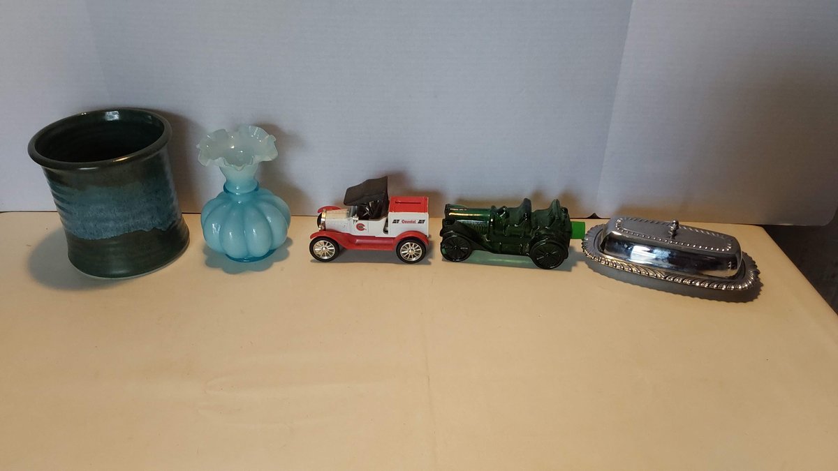 Assorted Items(Vase; Butter Dish; Avon Decanter; & More)