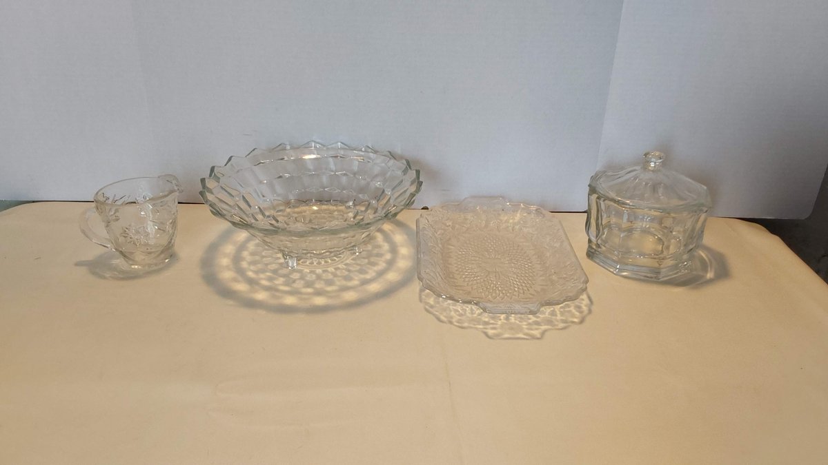 (4 pcs.) Clear Vintage Glass