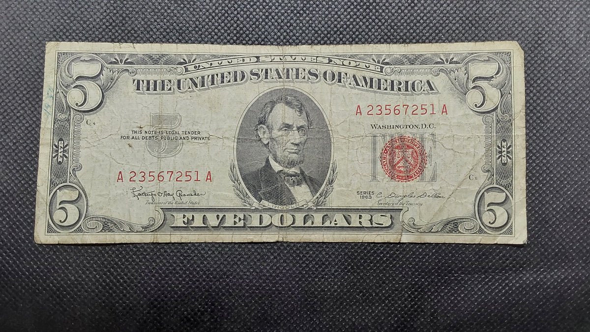 1963 Five Dollar Bill Red Seal