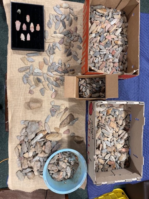Boxes of unframed artifacts - Yellow Creek finds - Pestle