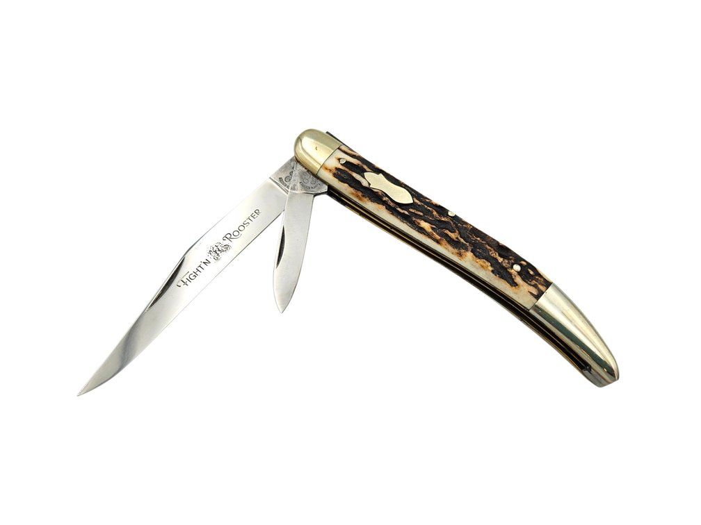 Fight'n Rooster Antler Pocket Knife (V)