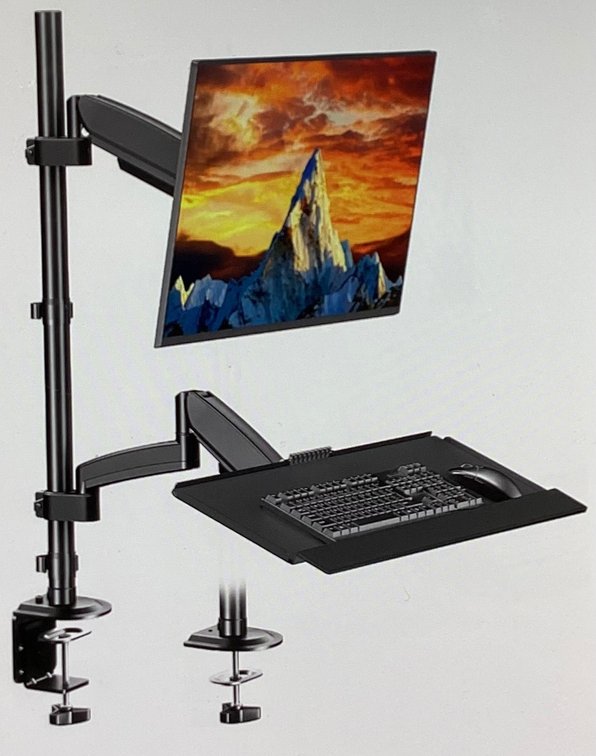 Sit Stand Monitor Desk Mount with Keyboard Tray (S1)
