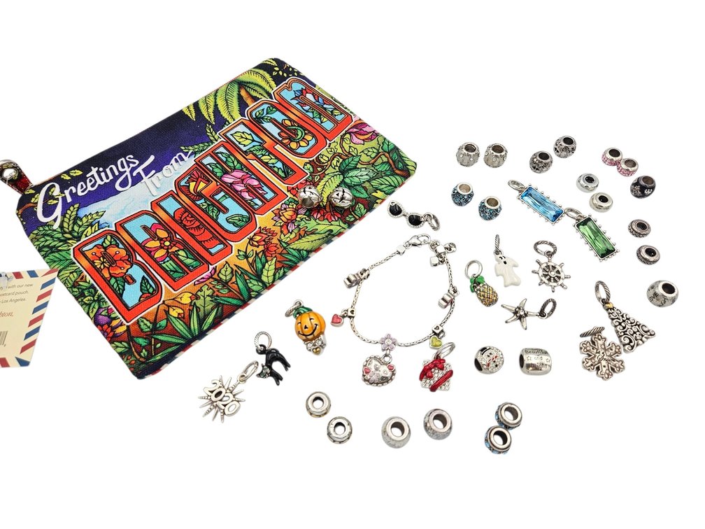 Brighton Costume Jewelry Lot with Bag - Charms, and Bracelet (V)