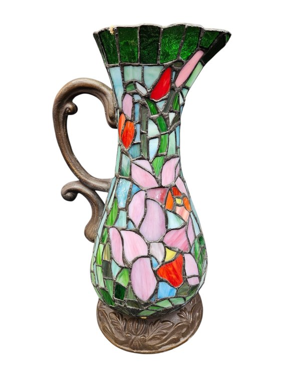 Faux Tiffany-Style Floral Pitcher Lamp (S-4)