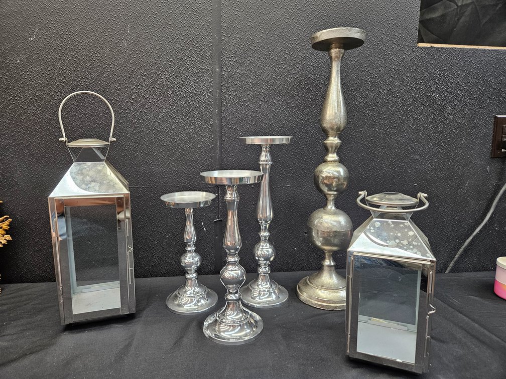 Metal Candle Stands, and Lantern Candle Holders (S-4)