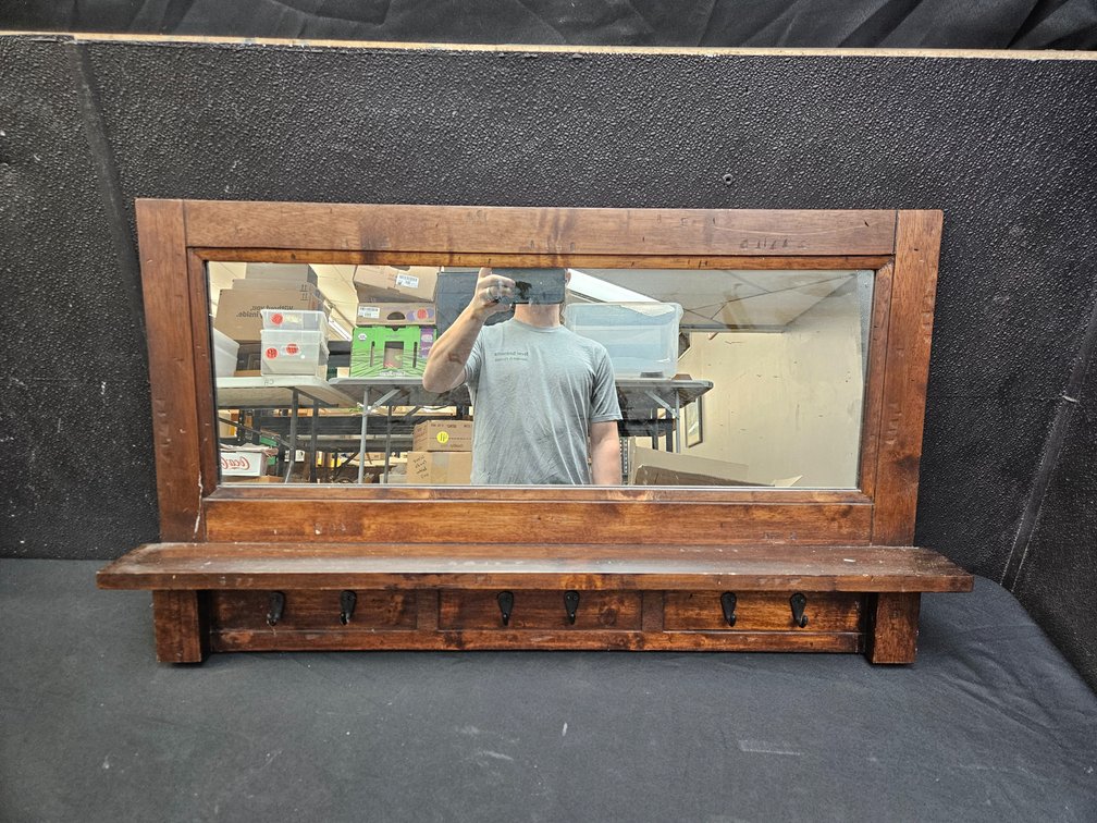 Rustic Coat Rack Mirror (S11)