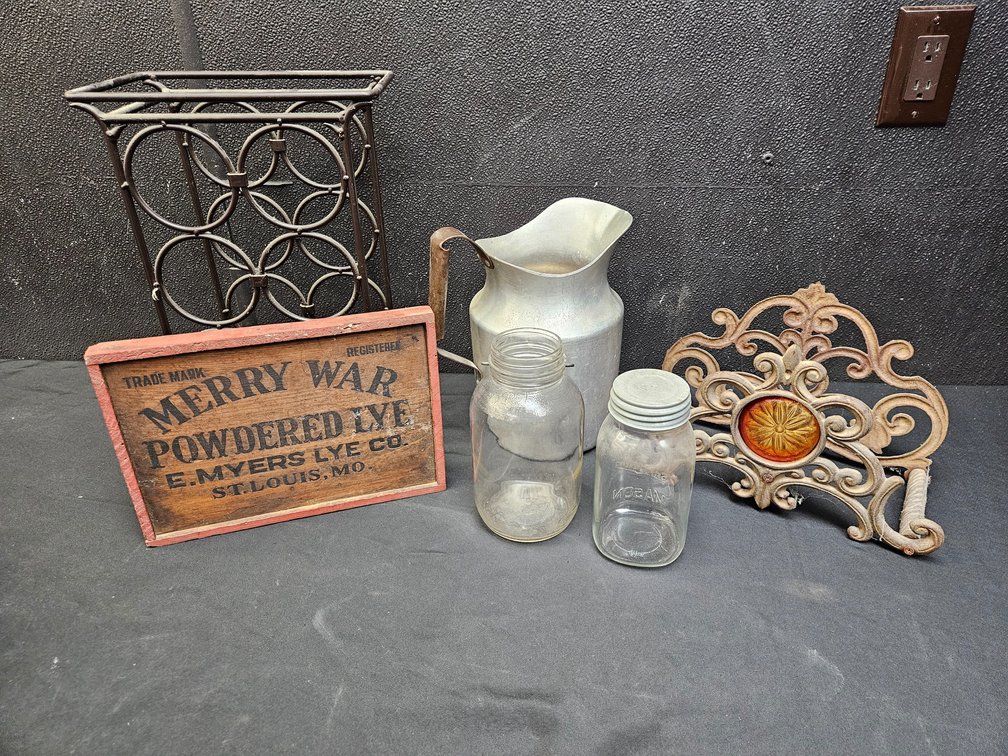 Wine Rack, Vintage Signage and Cast Iron (S12)
