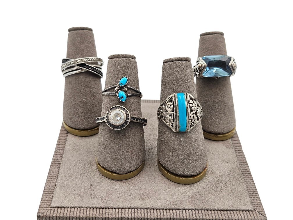 Sterling Rings - Turquoise, CZ, and Blue Stone (V)