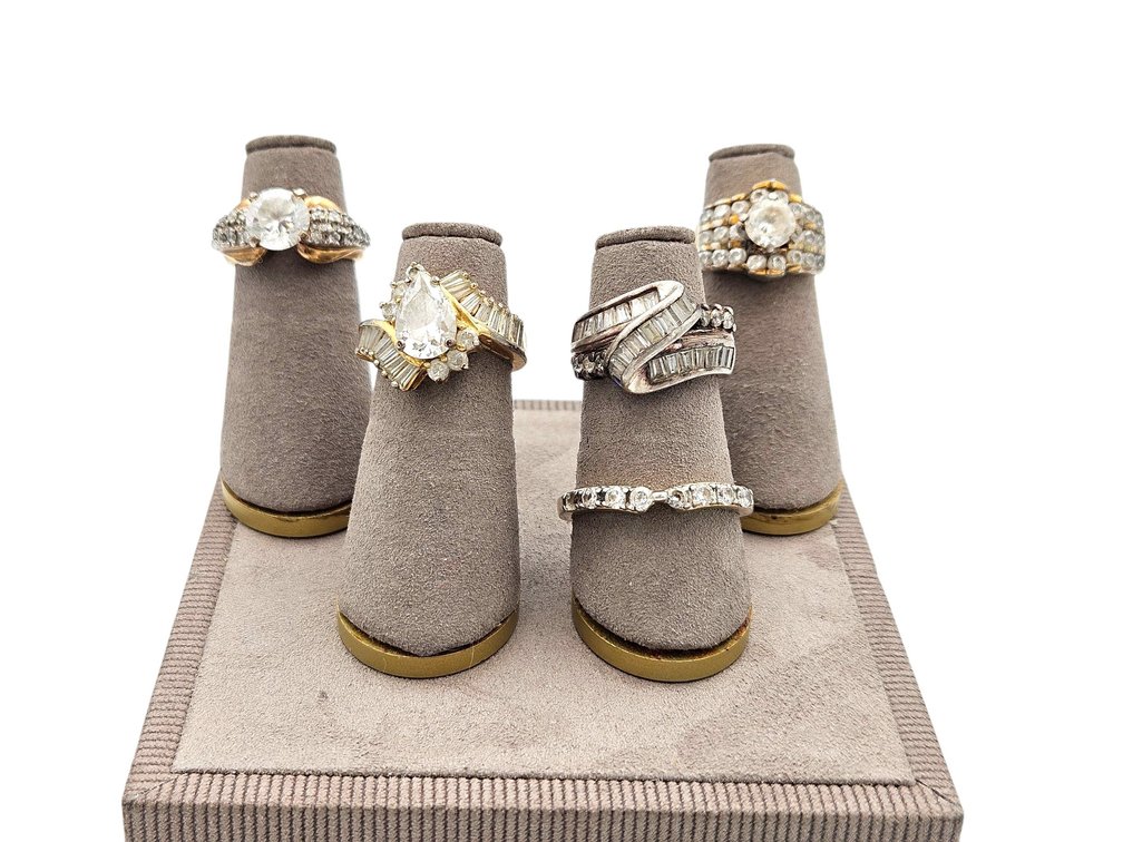 Sterling CZ Rings Lot (V)