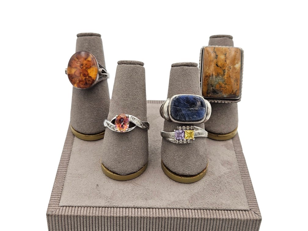 Sterling Rings Lot - Natural Stones, Epoxy, and More (V)