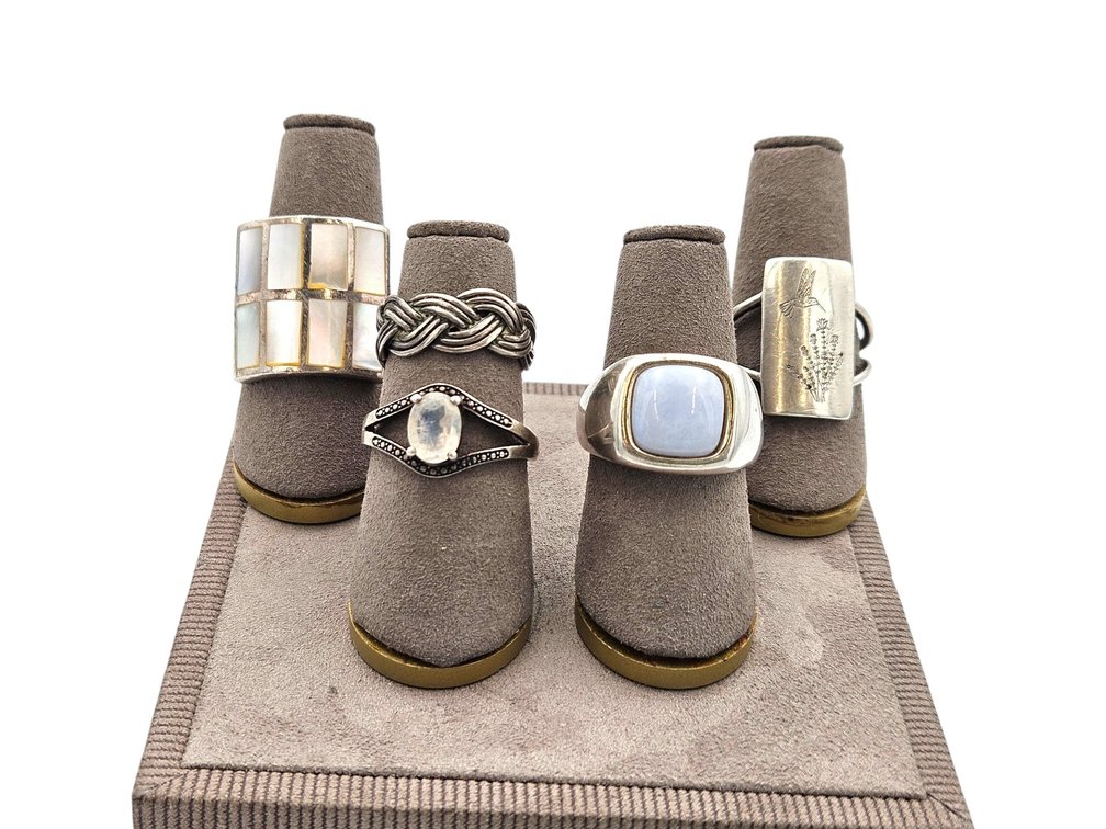Sterling Rings Lot - Moonstone, MOP, and More (V)