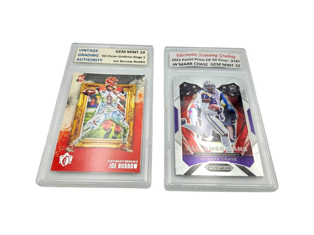 Joe Burrow and Ja'Marr Chase graded rookie cards - both are Gem Mint 10 (V)