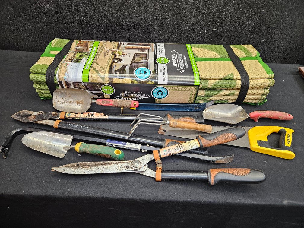 Outdoor Rug, and Assorted Gardening Tools (S-13)