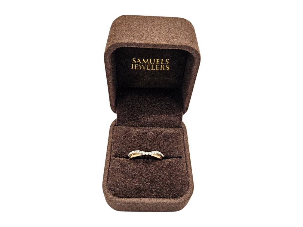 10K Yellow Gold Diamond Contor Wedding Band (V)