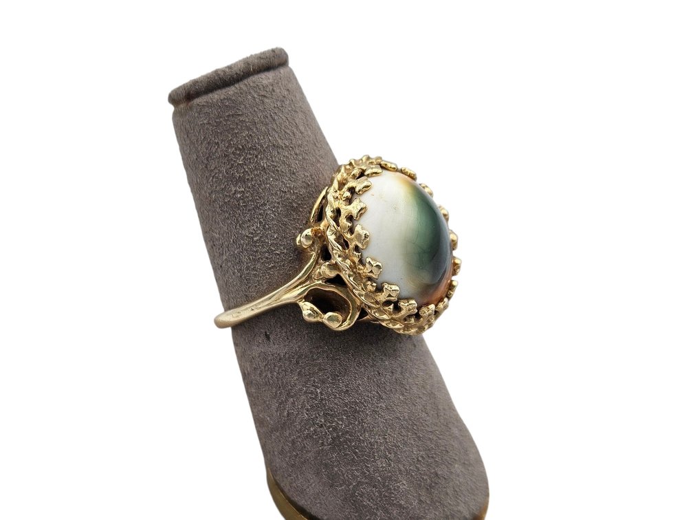 10K Yellow Gold Filigree OPERCULUM Ring (V)