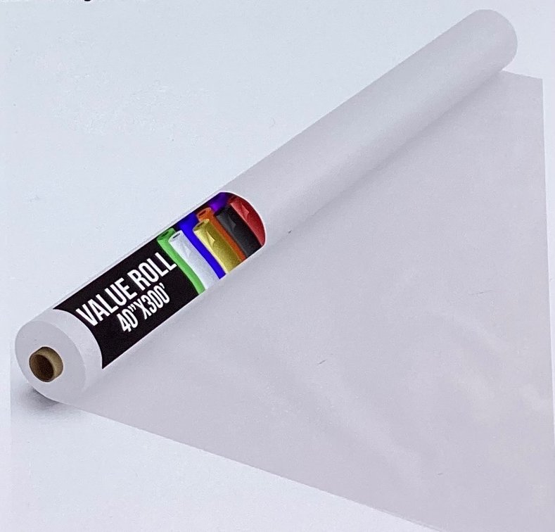 40”x300’ White Plastic Table Cover Roll (S1)