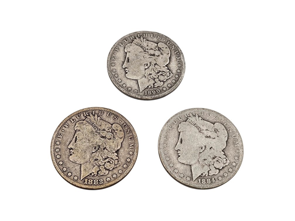 Silver 1882/1884/1890 Morgan Dollar Coins (V)