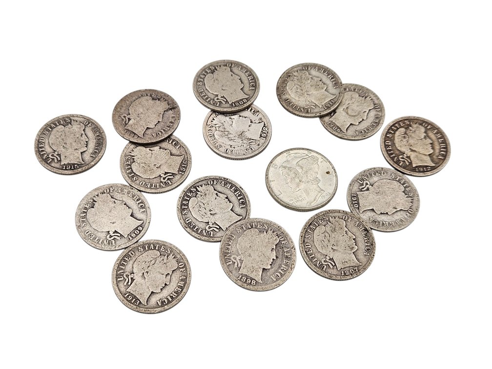 Silver Barber Head Dimes and Mercury Head Dime (V)
