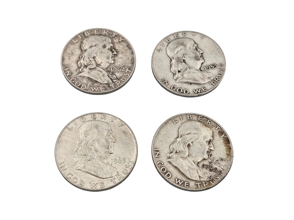Silver 1953/1954/1962/1963 Franklin Half Dollar Coins (V)