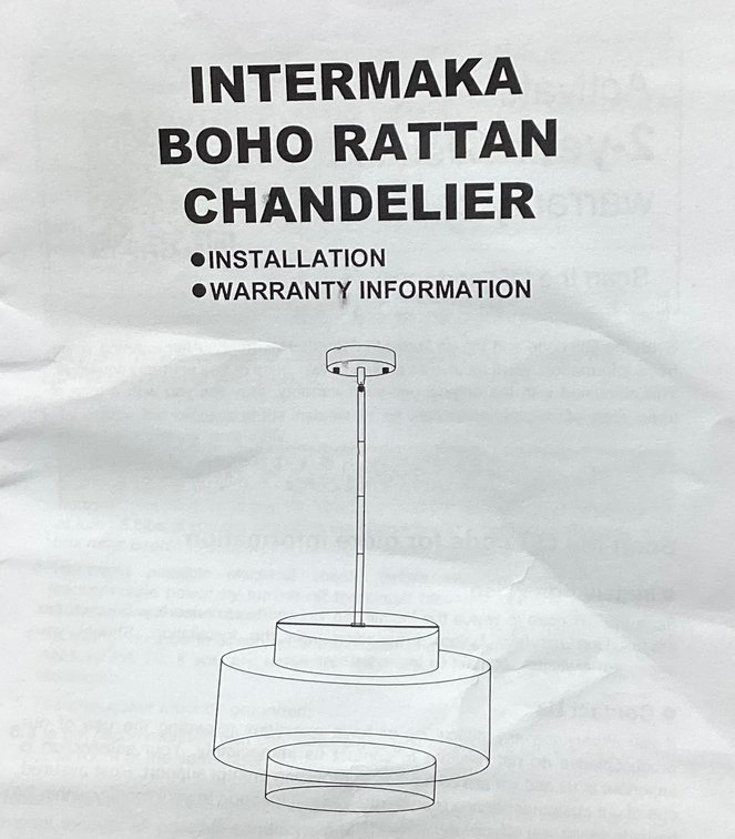 Intermaka Boho Rattan Chandelier (S5)