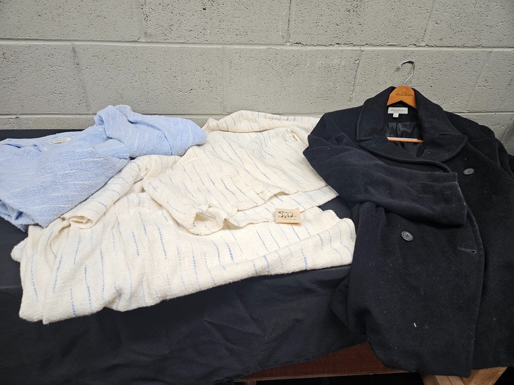 Womens Genuine Wool Set, and Large Brooks Brothers Coat (S-2)