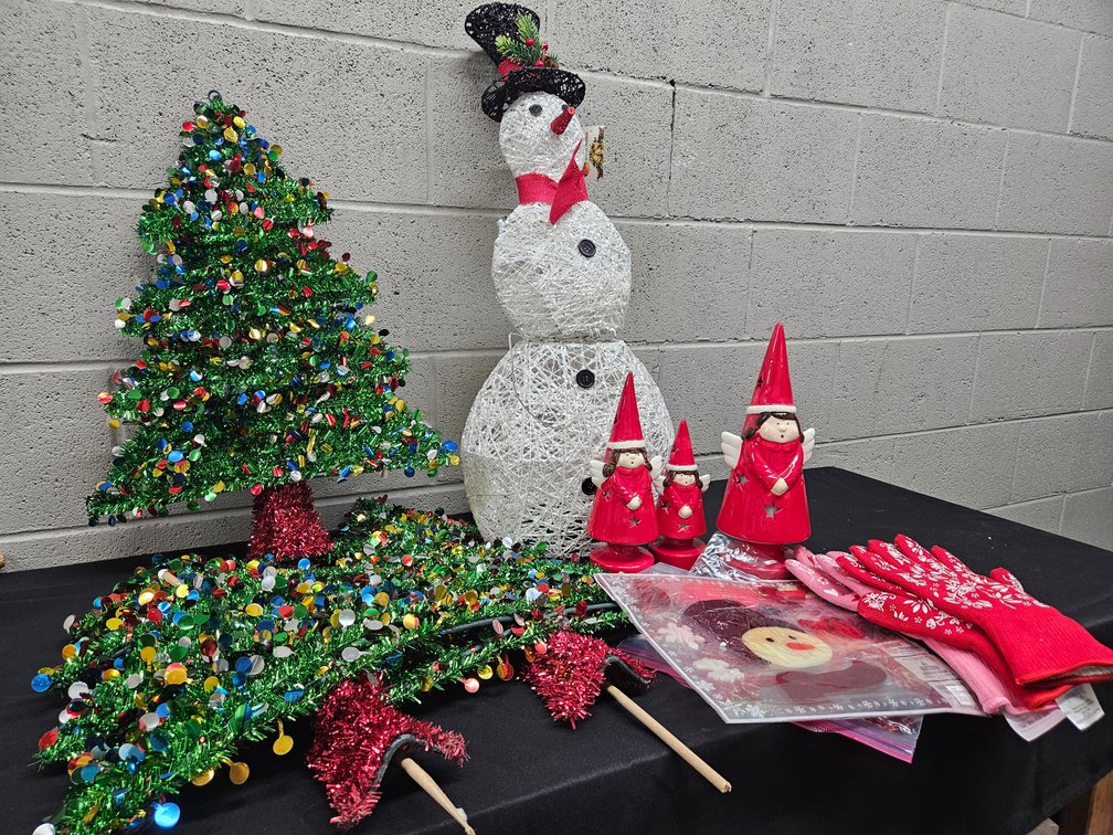 Cracker Barrel Snowman Decoration, Glittery Tree Decorations, and More (S-10)