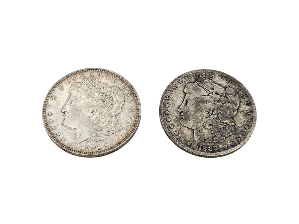 Silver 1889/1921 Morgan Dollar Coins (V)