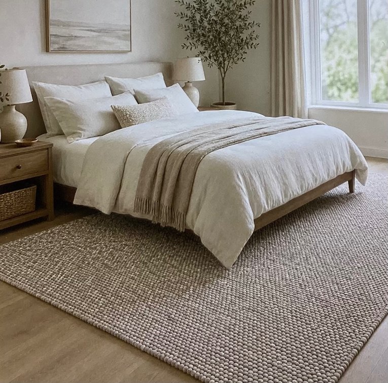 5’x8’ Beige Woven Knit Area Rug (S3)