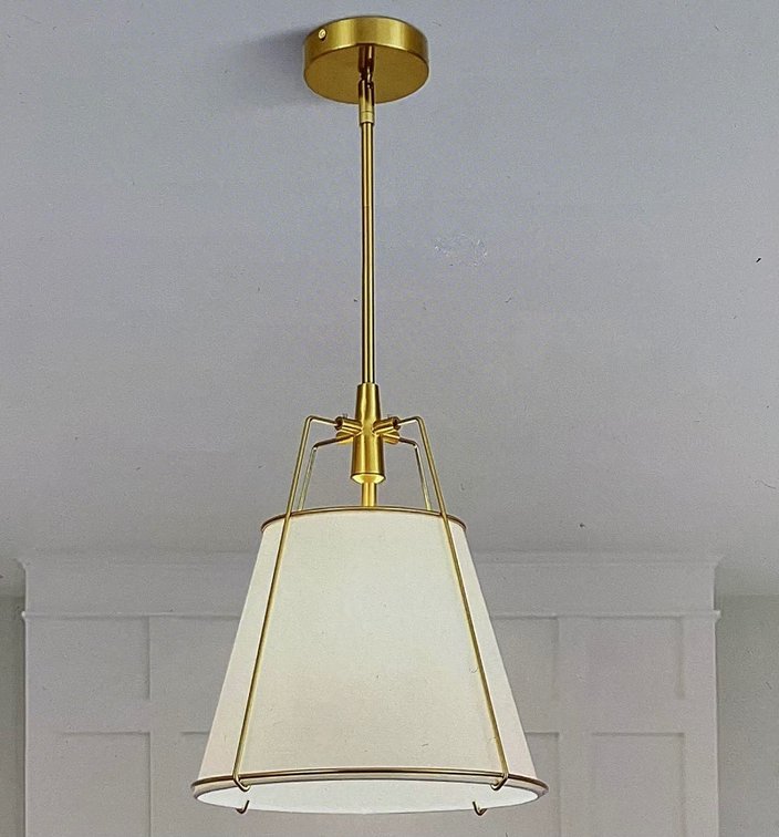 12” White Linen Fabric Shade Light Fixture (S5)