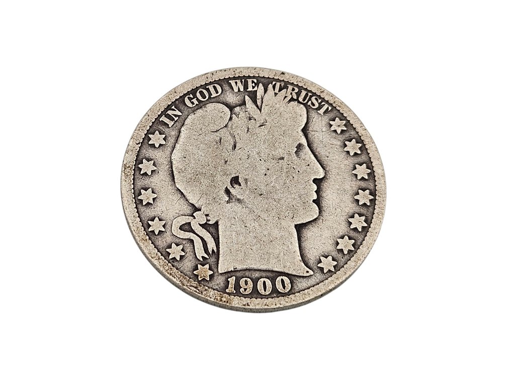 Silver 1900 Barber Head Half Dollar Coin (V)