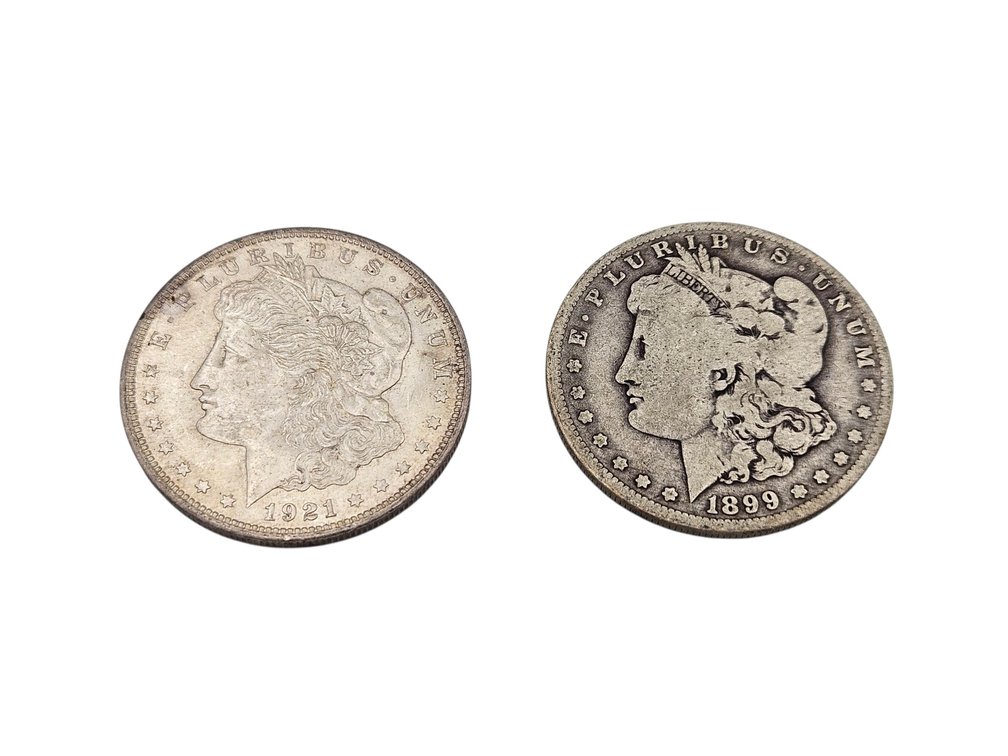 Silver 1899/1921 Morgan Dollar Coins (V)