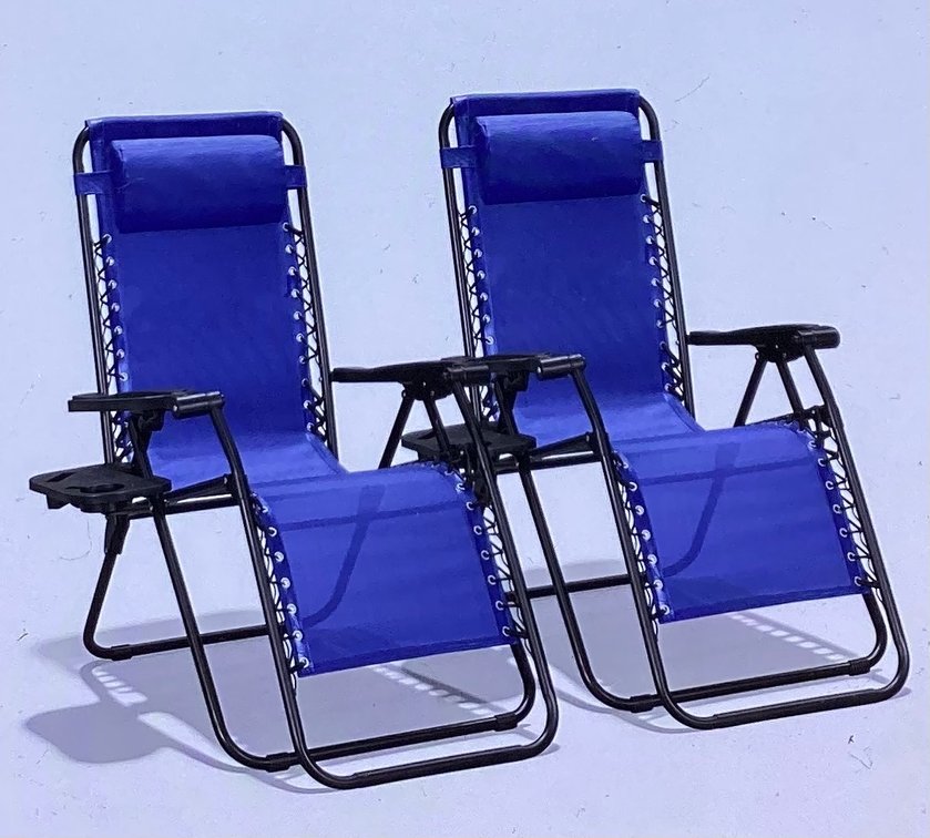 Adjustable Reclining Blue Chair Set of Two (S2)