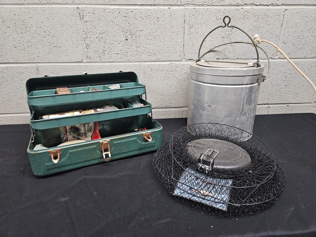 Assorted Fishing Supplies - Tackle Box, and More (S-10)