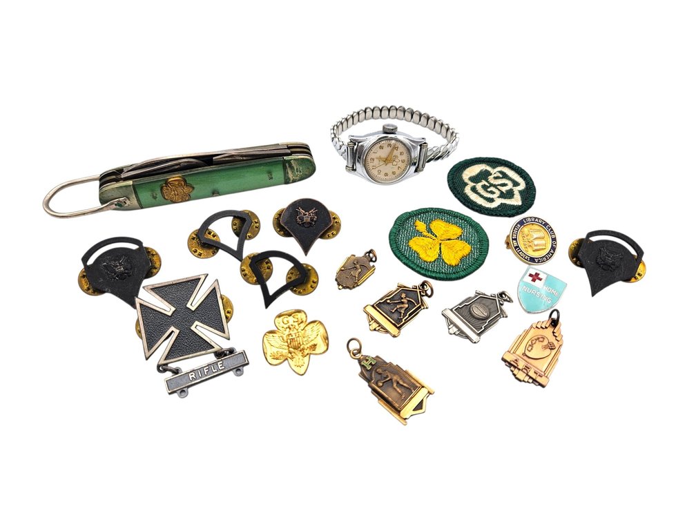 Vintage Girl Scouts Items, Military Pins, and More (V)