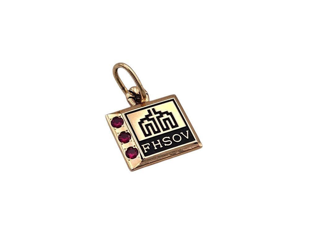 10K Yellow Gold 'FHSOV' Pendant with Rubies (V)