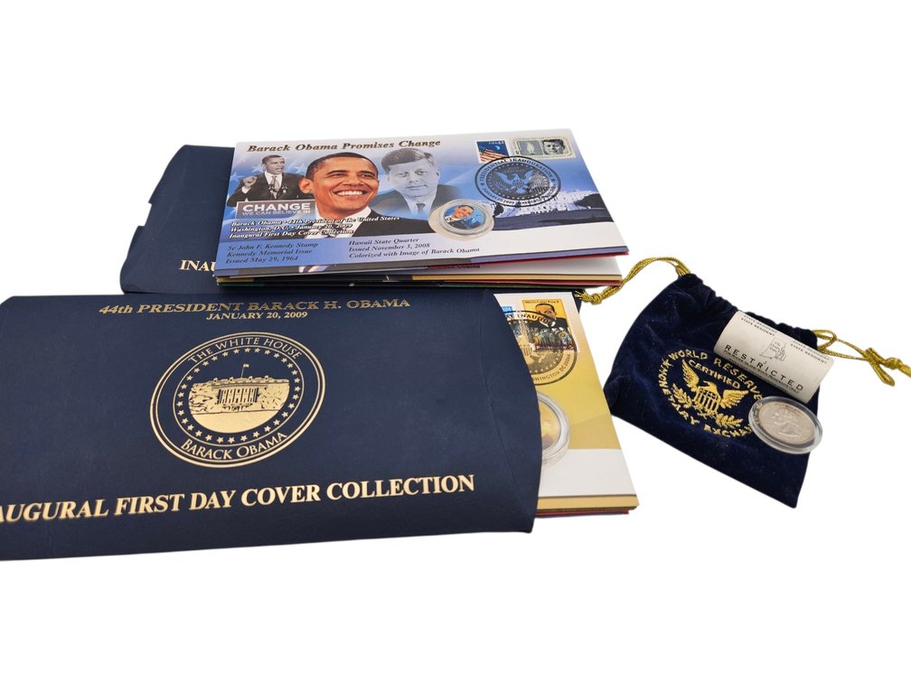 Barack Obama First Day Cover Collection, and Roll of Uncirculated Quarters (V)