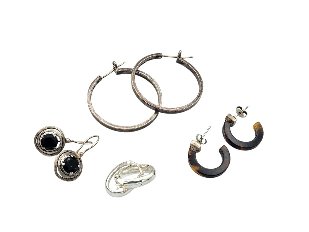 Sterling Earrings Lot - Hoops, and More (V)