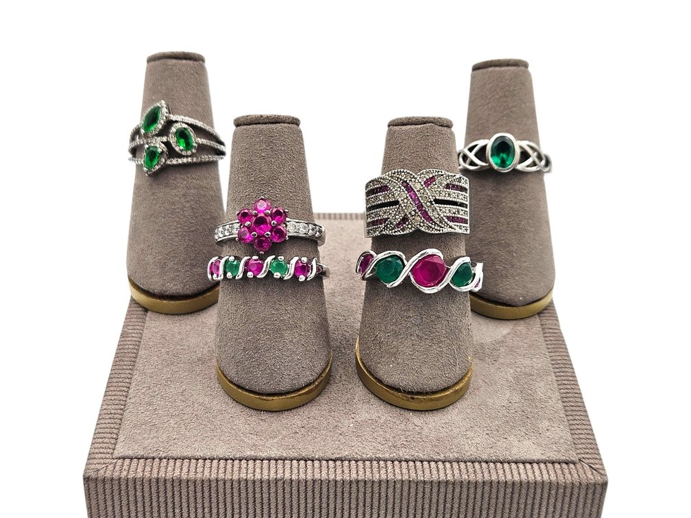 Sterling Rings Lot - Green/Pink Lot (V)